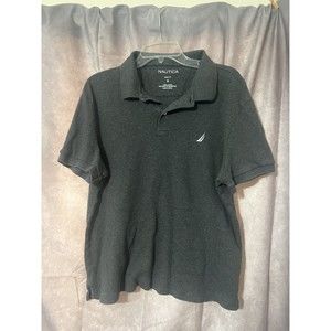 Nautica Mens Gray Short Sleeve Slim Fit Polo Shirt Size XL